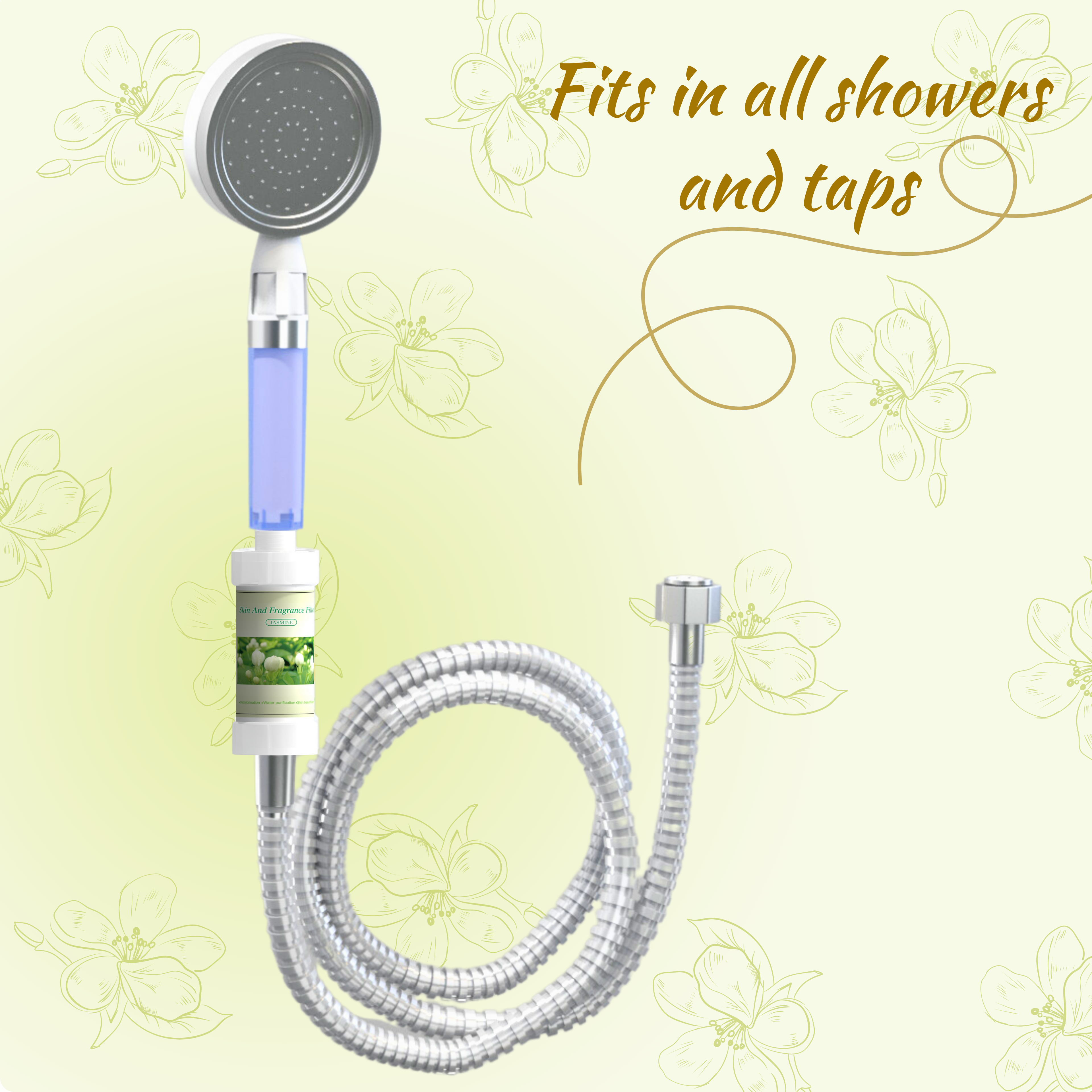 Fragrance filter for shower and tap | Removes bad odor, chlorine and sediments (Jasmine fragrance)