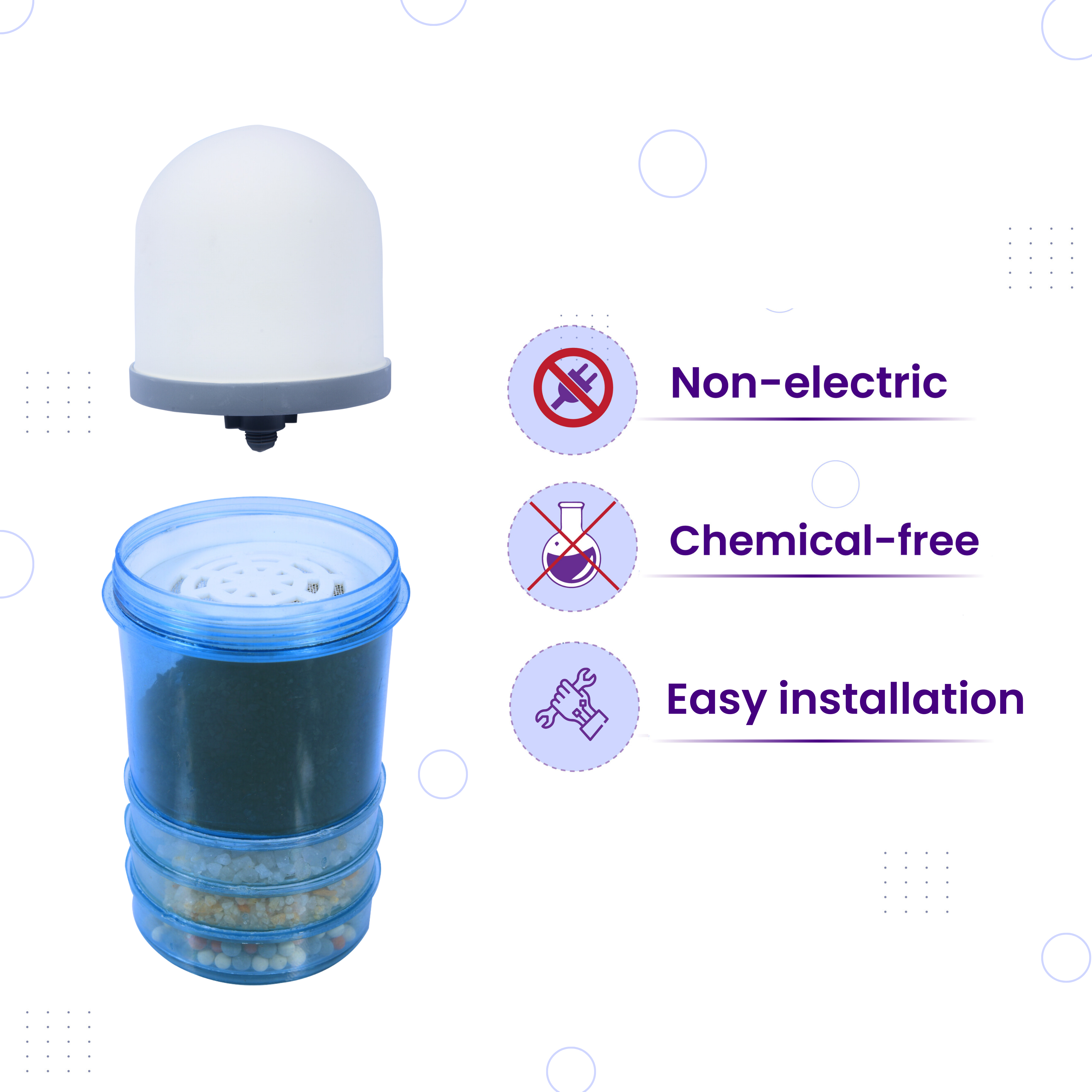 PS-CDM-C PureStream Ceramic Dome and Mineral Balls, Replacement Cartridge for Gravity Water Purifiers | Non-Electric and Chemical Free | Counter Top (Pack of 1, White)