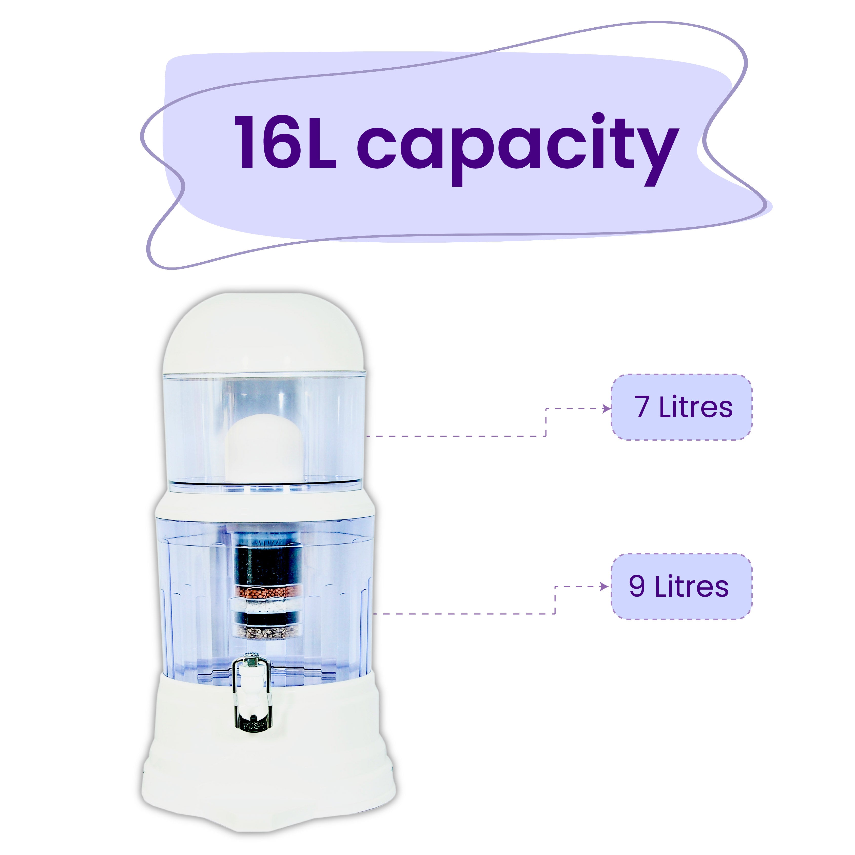 Ps-Mwp-16 Purestream Mineral Activated Carbon Water Filter 6 Stages | Ceramic And Mineral Balls | Non-Electric And Chemical Free | Counter Top (Transparent, 16L, Abs, Pack Of 1)