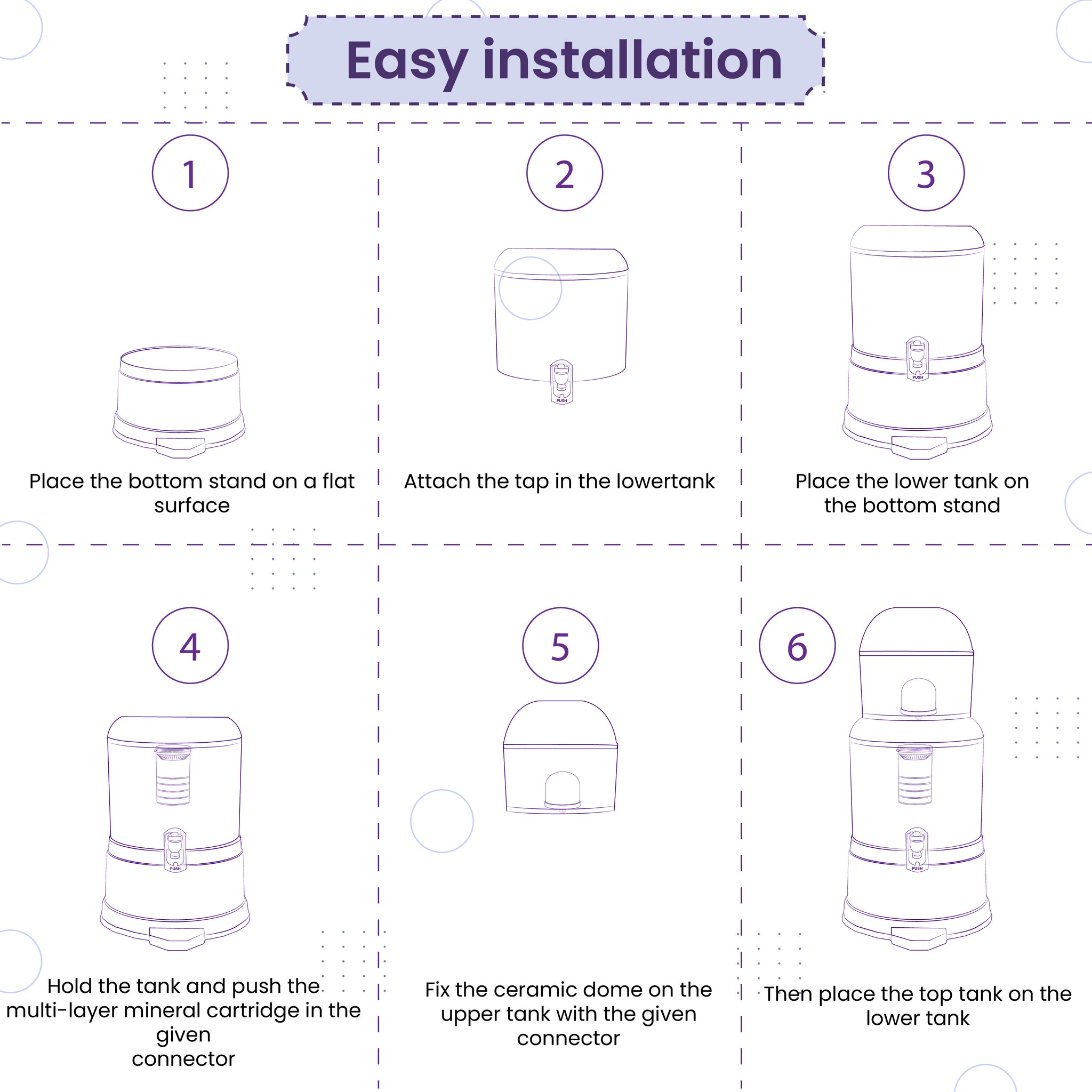 Ps-Mwp-16 Purestream Mineral Activated Carbon Water Filter 6 Stages | Ceramic And Mineral Balls | Non-Electric And Chemical Free | Counter Top (Transparent, 16L, Abs, Pack Of 1)