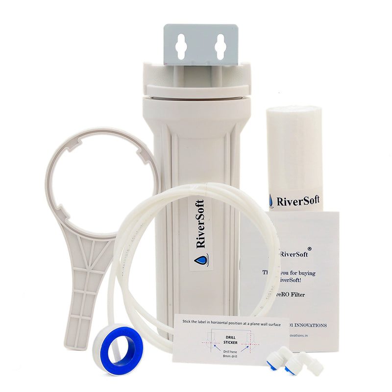 RiverSoft PreRO-10 RO prefilter Heavy housing Assembly |Compatible with All RO Water Purifier (White, PP)
