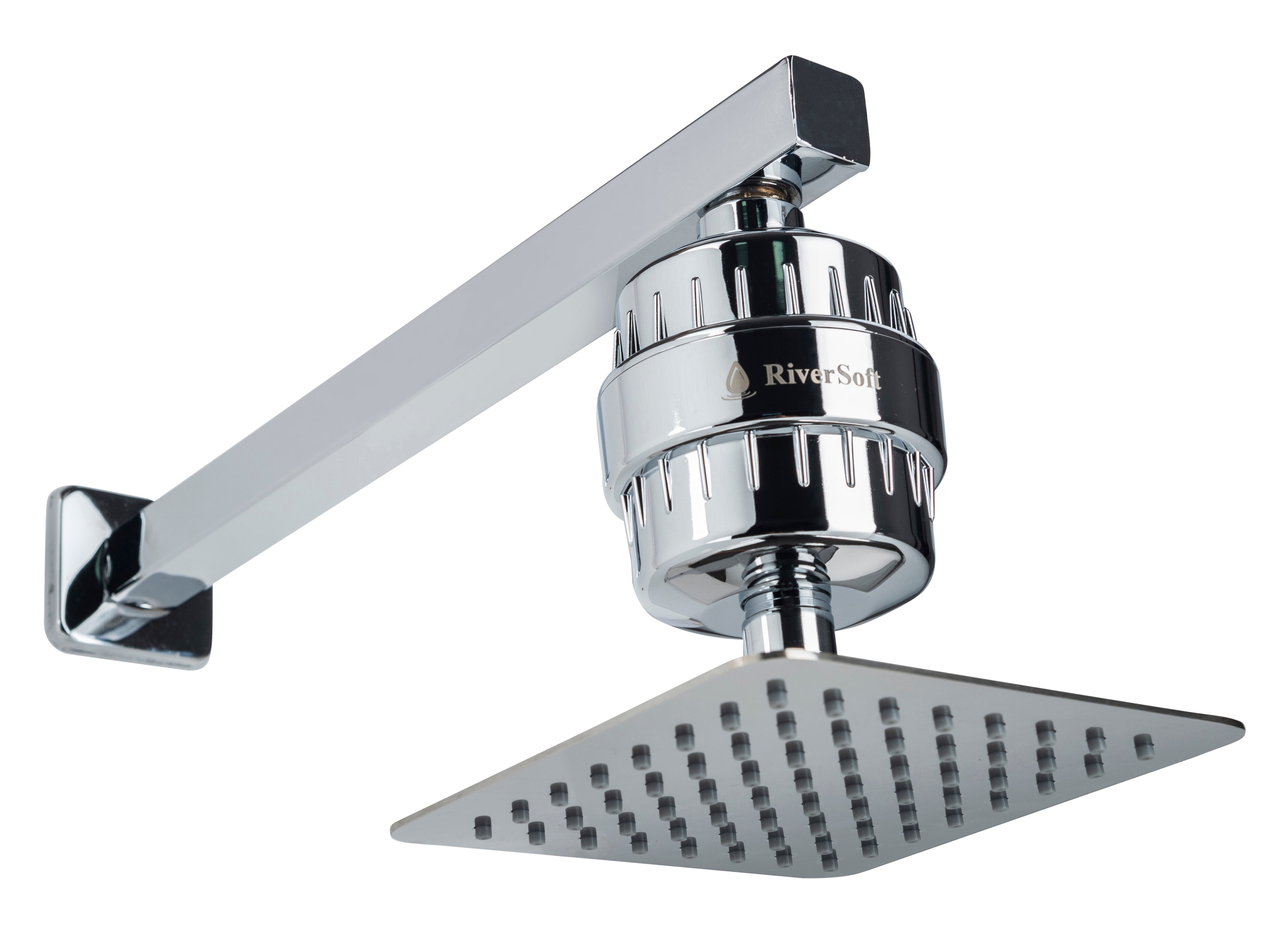 RS66SF15 6x6 inch Rain-Shower Set with 15 inch Shower Arm and Hard Water Shower Filter