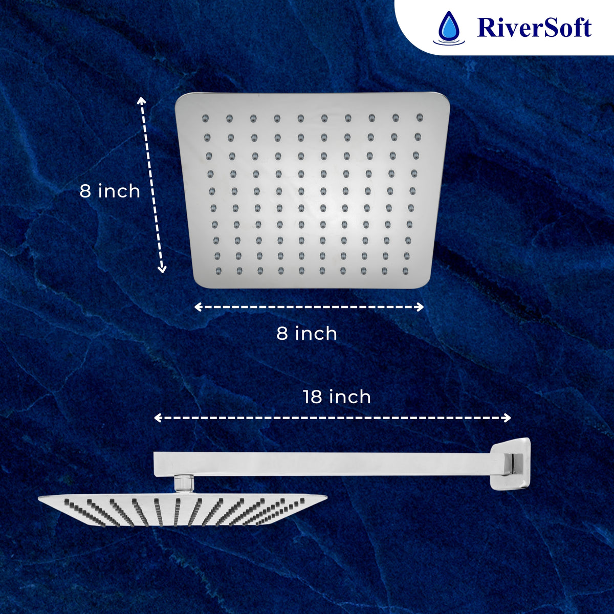 Riversoft Rain shower filter combo dimension