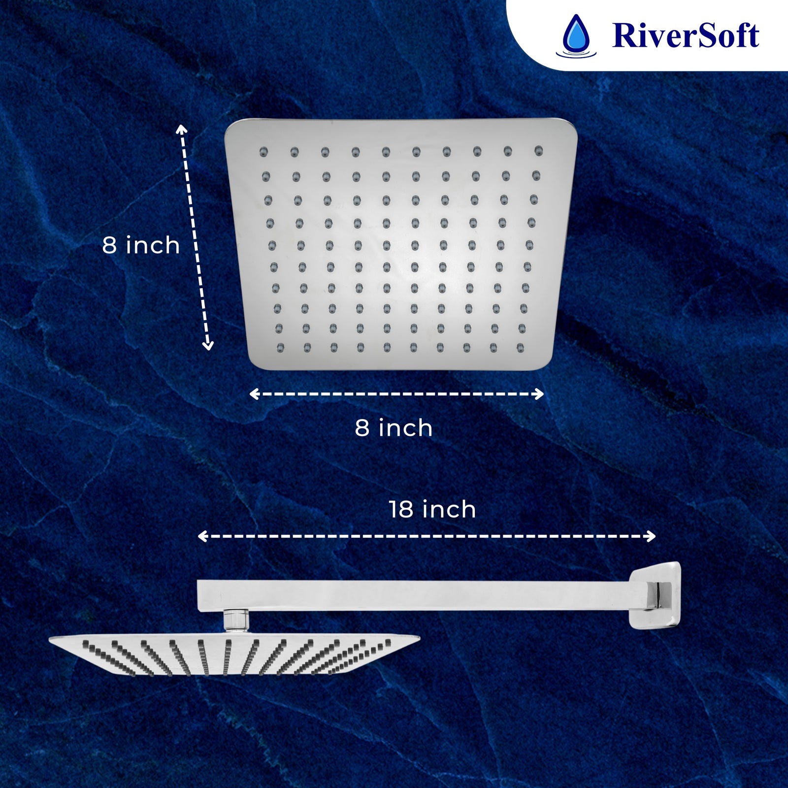Riversoft Rain shower filter combo dimension