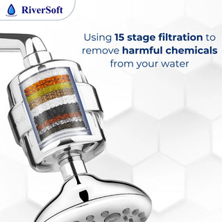 RiverSoft shower filter with extra cartridge with 15-stage filtration