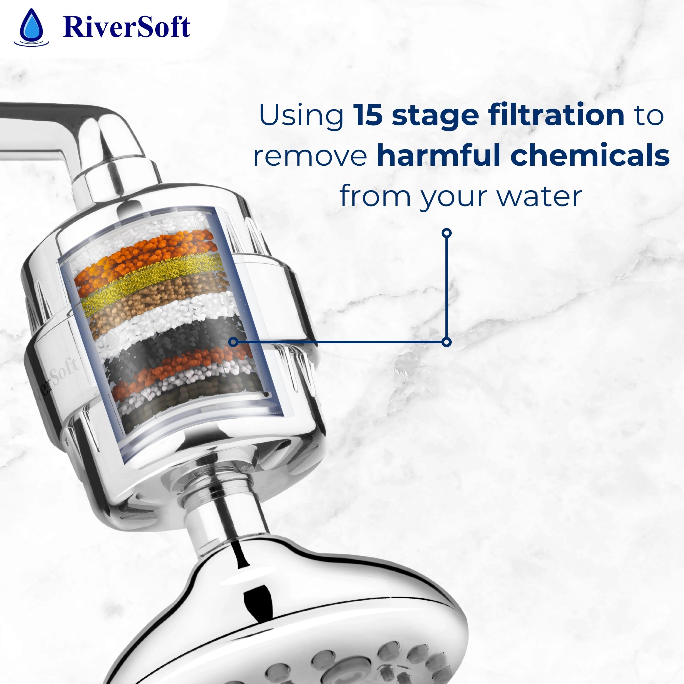 SF-15 PRO Water Softener for Bathroom With 15-Stage Filtration For Shower & Tap(Chrome, Pack of 1)