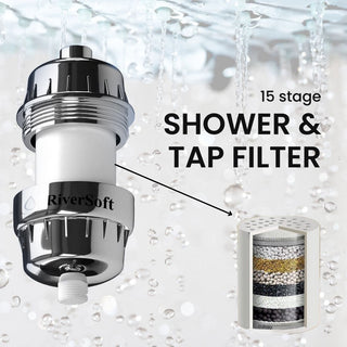 SF-15 shower filter with hand shower, SS Flexible Shower Hose 1.5 Meter.