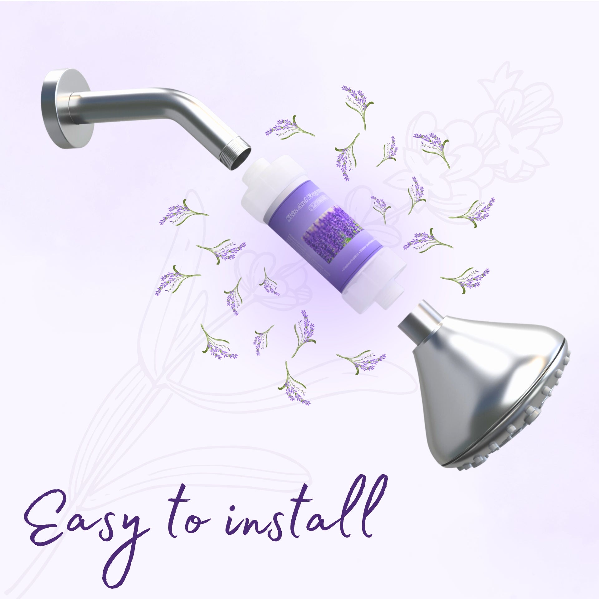 Fragrance filter for shower and tap | Removes bad odor, chlorine and sediments (ABS,Lavender Fragrance)