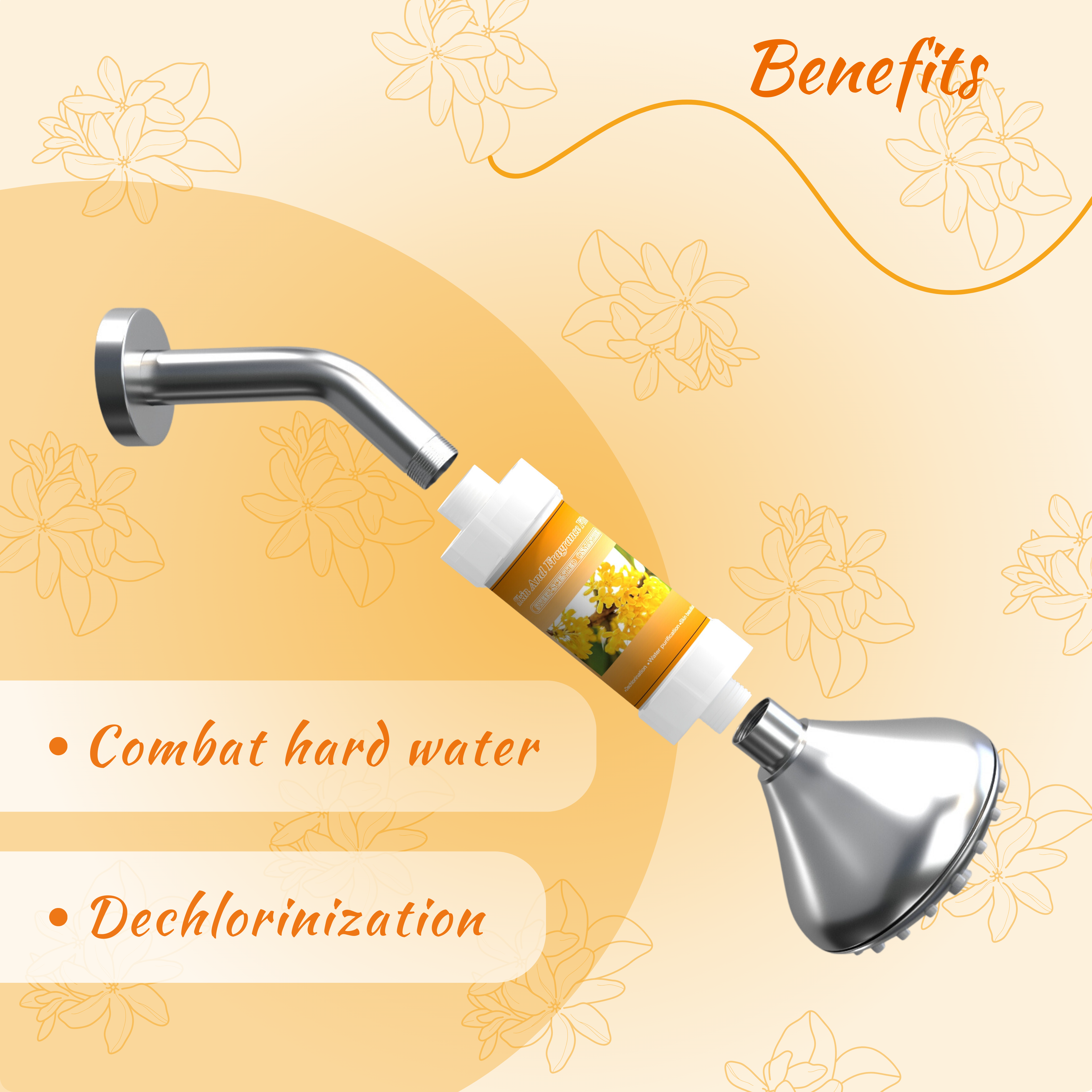 Fragrance filter for shower and tap | Removes bad odor, chlorine and sediments (Sweet-Scented Osmanthus Fragrance)