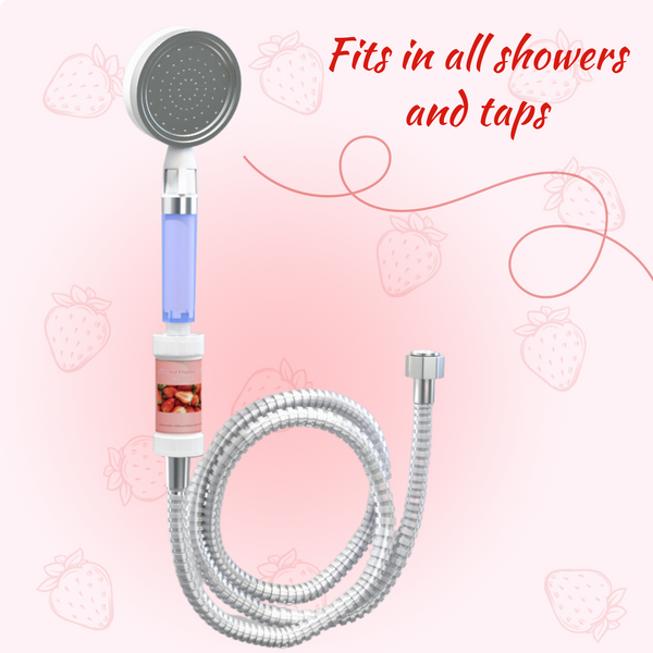 Fragrance filter for shower and tap | Removes bad odor, chlorine and sediments (Strawberry fragrance)