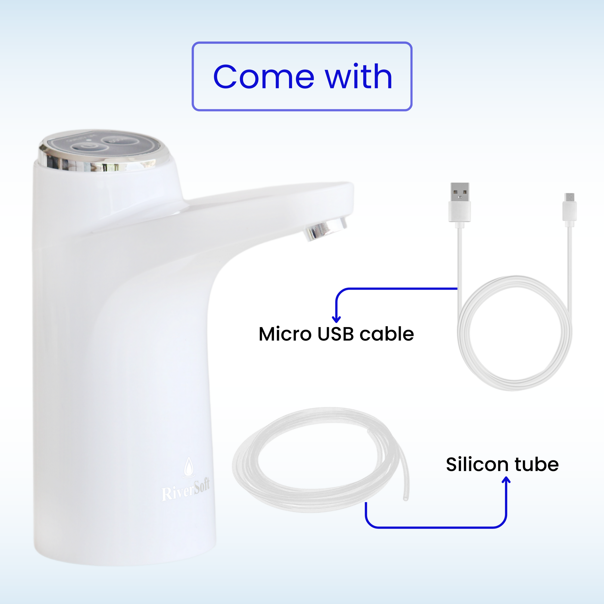 AWD-WH-1 Automatic Water Dispenser for 20 Litre Can (White, Food Grade, 4W, 1200 mah Battery)